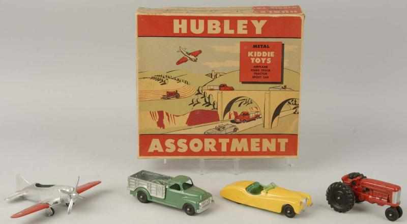 Appraisal: Hubley Boxed Kiddie Toy Set Description Includes diecast sports car