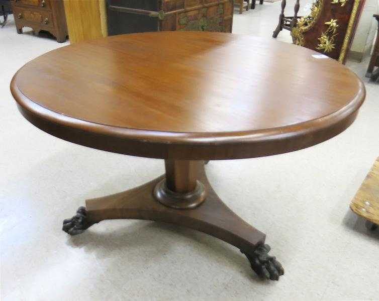 Appraisal: REGENCY ROUND MAHOGANY CENTER TABLE English early th century the