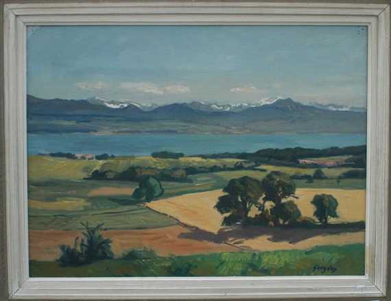 Appraisal: GUEYDAN ARTHUR N mes - Lausanne Seascape Oil on canvas