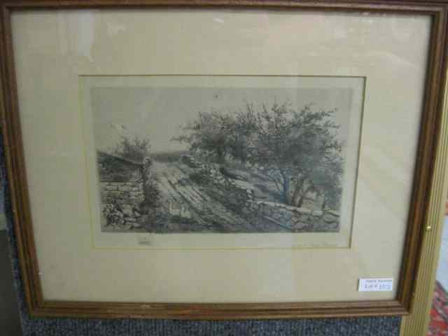 Appraisal: Edith Penman Etching geese along a country road image area