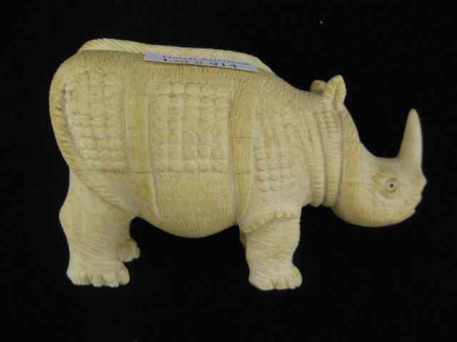 Appraisal: Chinese Carved Ivory Rhinoceros Figurine fine detail '' tall ''long