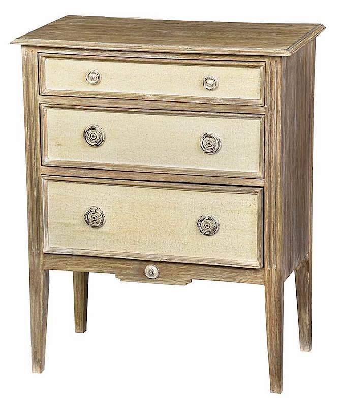 Appraisal: Italian Neoclassical Style Bedside Table distressed painted surface three drawers