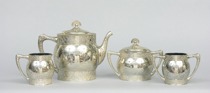 Appraisal: Four Piece of Aurora Silver Plate Tea Service The set