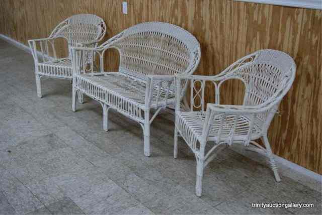 Appraisal: Wicker Rattan pc Settee Chair SetThis is a very nice