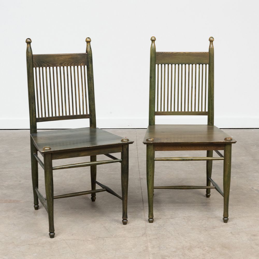 Appraisal: Pair of Carl Westman Stained Pine Side Chairs x x