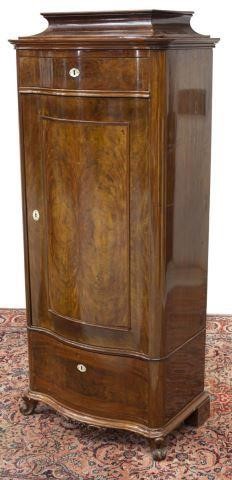 Appraisal: Biedermeier figured mahogany cabinet th c having raised top serpentine-front