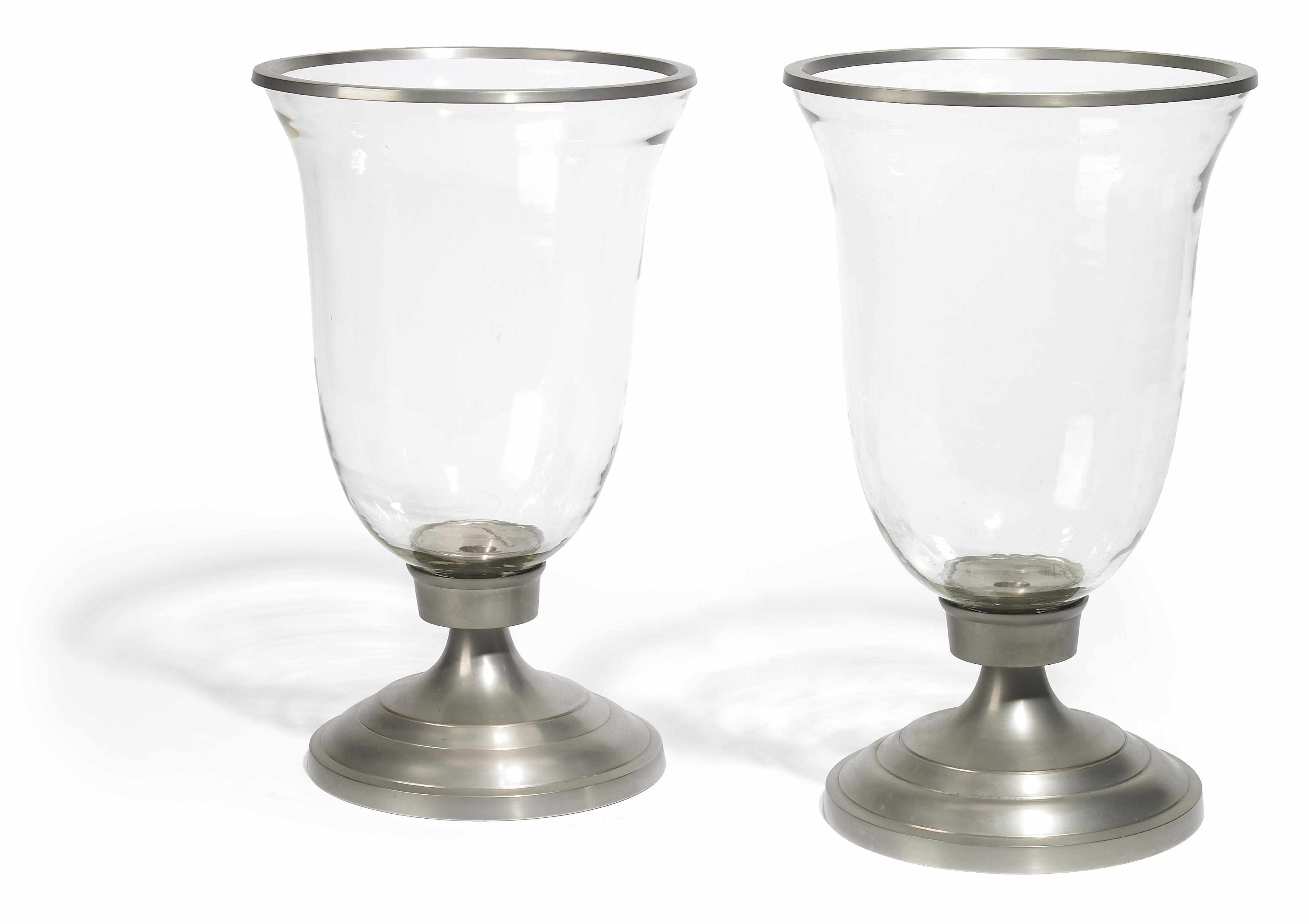 Appraisal: A pair of silvered metal and glass photophores height in