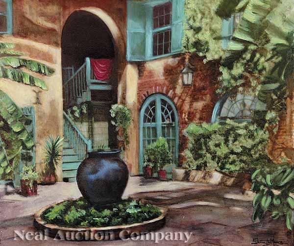 Appraisal: C Bennette Moore American Louisiana - Brulatour Courtyard hand-colored photograph