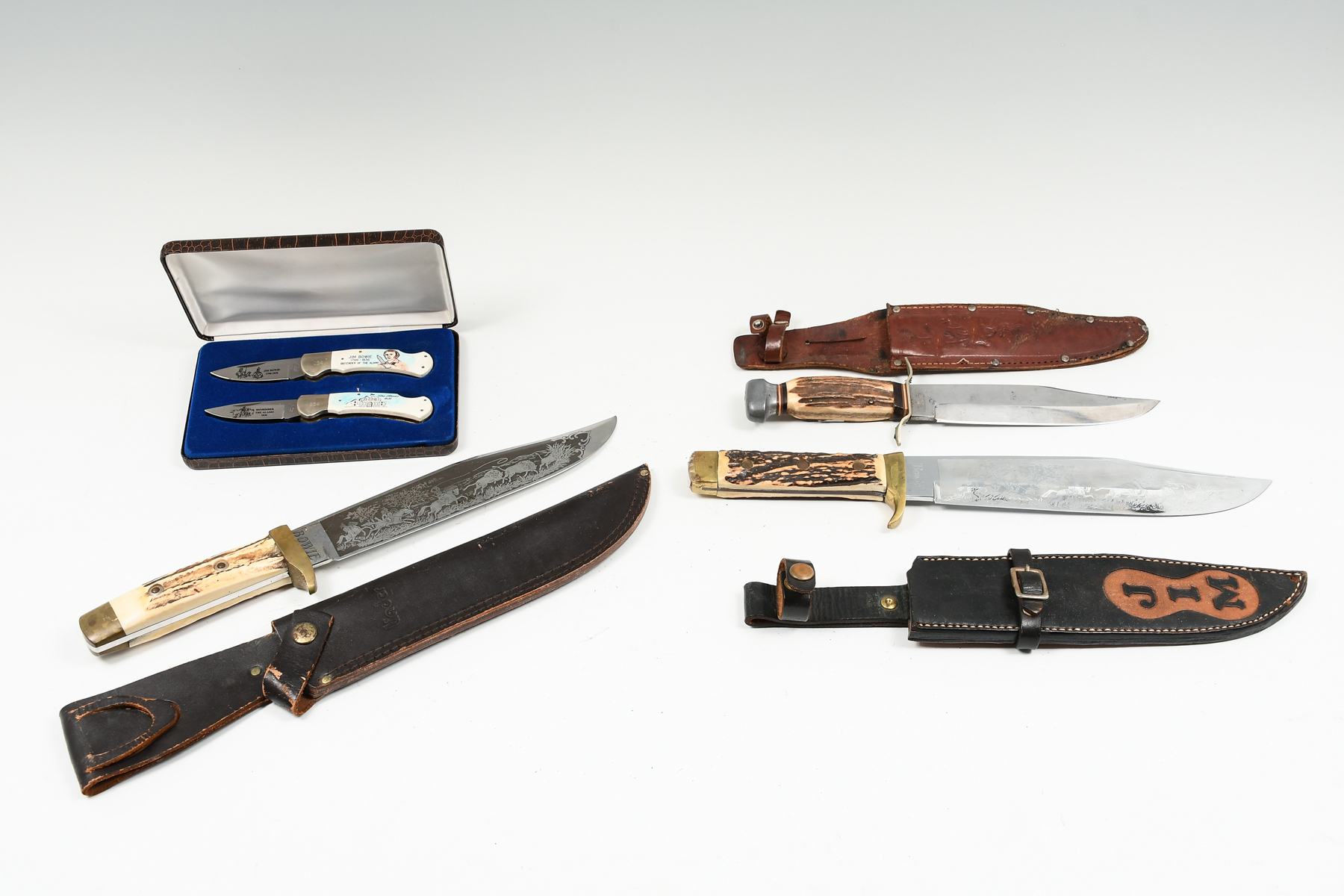 Appraisal: BOWIE KNIFE COLLECTION York Cutlery Germany Bowie knife with sheath