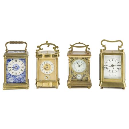 Appraisal: Group of Four Gilt-Metal Carriage Clocks Estimate -