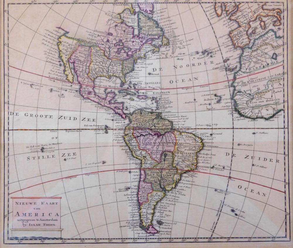 Appraisal: MAP Isaak Tirion Amsterdam - Nieuwe Kaart van America printed