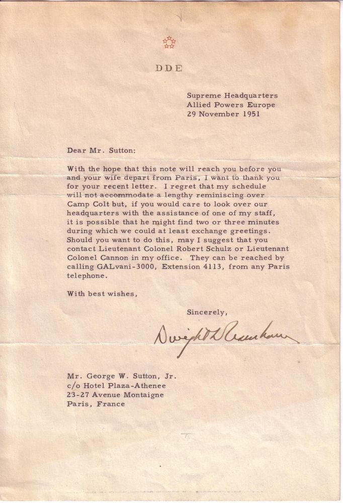 Appraisal: EISENHOWER DWIGHT D Typed Letter Signed as Supreme Allied Commander