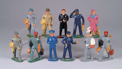 Appraisal: LOT OF CIVILIAN LEAD FIGURES Lot includes black porters variations