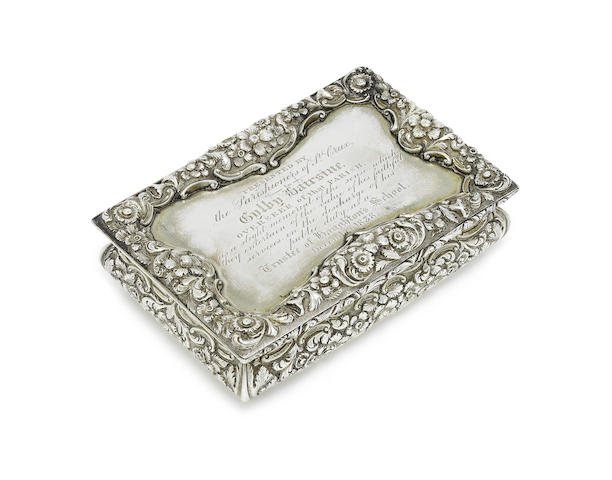 Appraisal: A Victorian silver presentation box by Nathaniel Mills Birmingham Rectangular