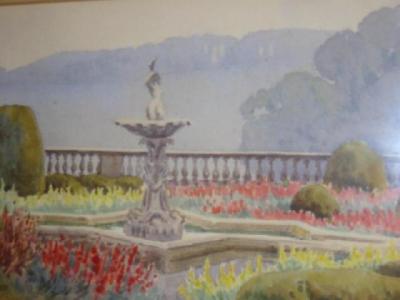 Appraisal: E A ROWE Garden Terrace with Fountain signed x gilt