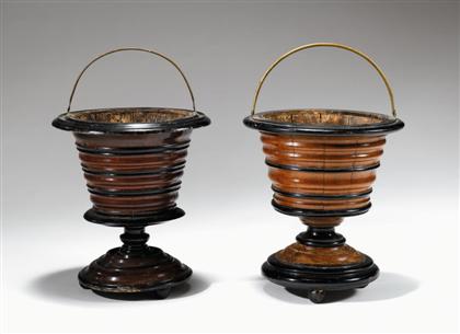 Appraisal: Pair of part ebonized and stained wood buckets Each with