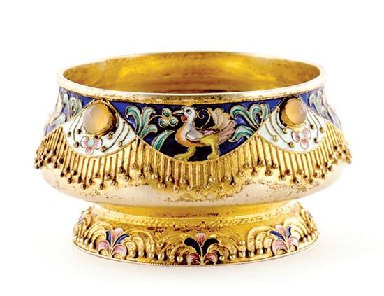 Appraisal: Russian silver-gilt and enamel bowl Feodor Ruckert Moscow working -