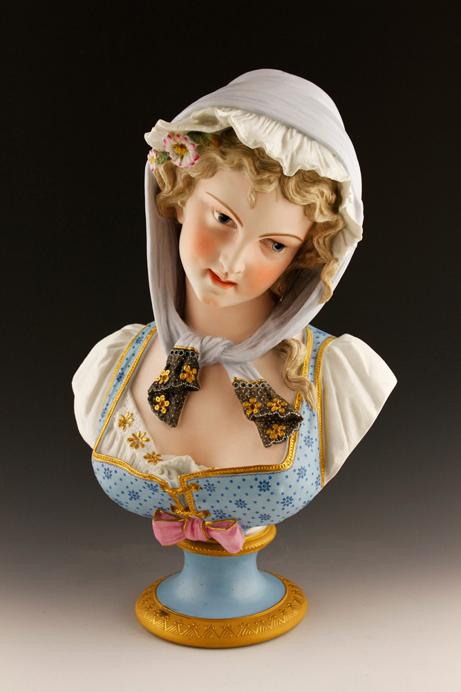 Appraisal: - French Bust of Woman Bisque Porcelain French bust of