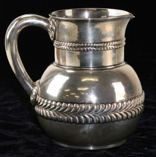 Appraisal: Tiffany water pitcher in Wave Edge Laurel pattern no Hallmarked