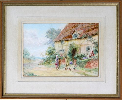 Appraisal: George Williams Thatched Cottage signed watercolour cm x cm x