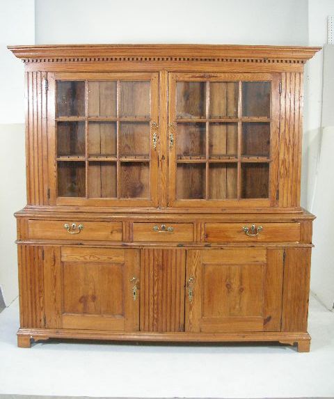 Appraisal: Southern Country Architectural Flatwall Cupboard two part form w nice