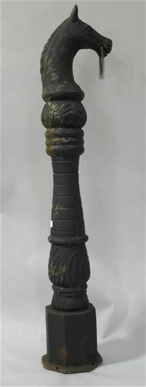 Appraisal: CAST IRON HITCHING POST the turned columnar post with foliate