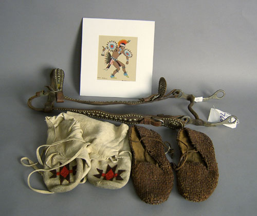 Appraisal: Pair of Native American beaded hide boots together with a