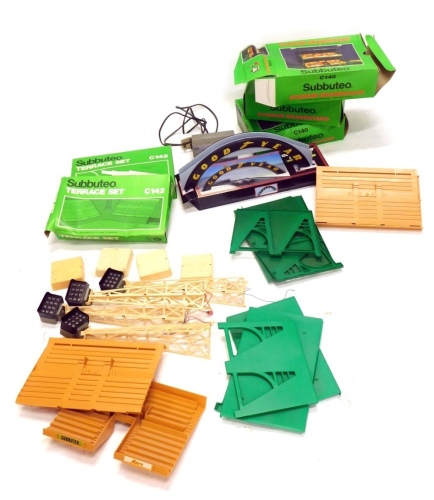 Appraisal: Various Subbuteo accessories etc C Terrace set Goodyear Scalextric bridge