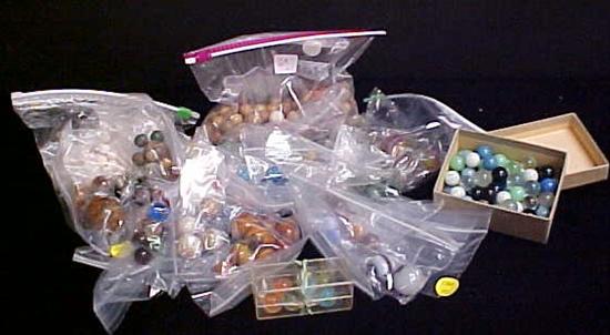 Appraisal: Assortment of early marbles including swirls Bennington etc