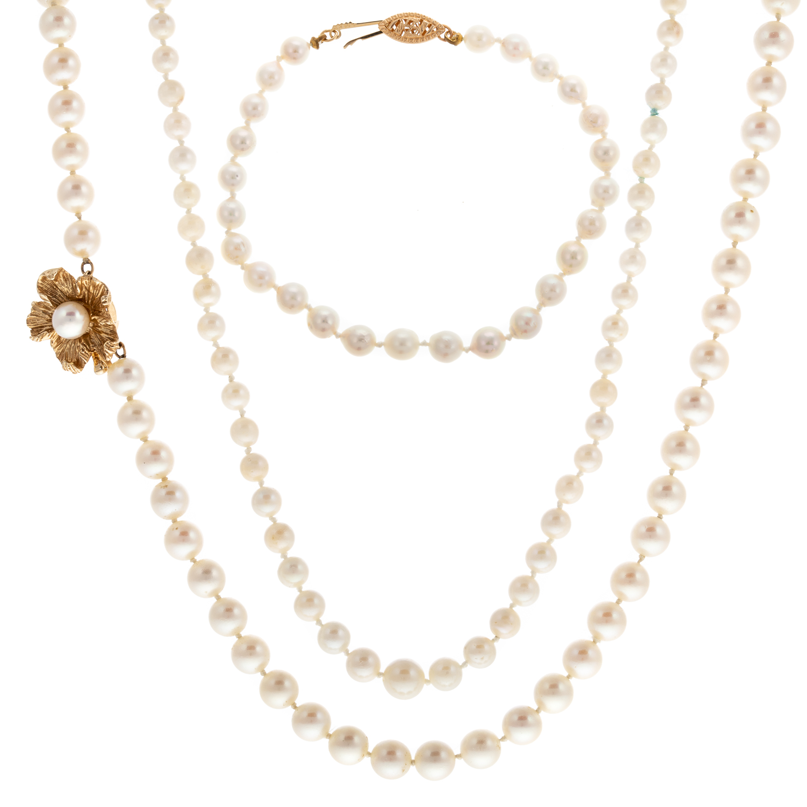 Appraisal: A COLLECTION OF PEARL JEWELRY IN K GOLD K yellow