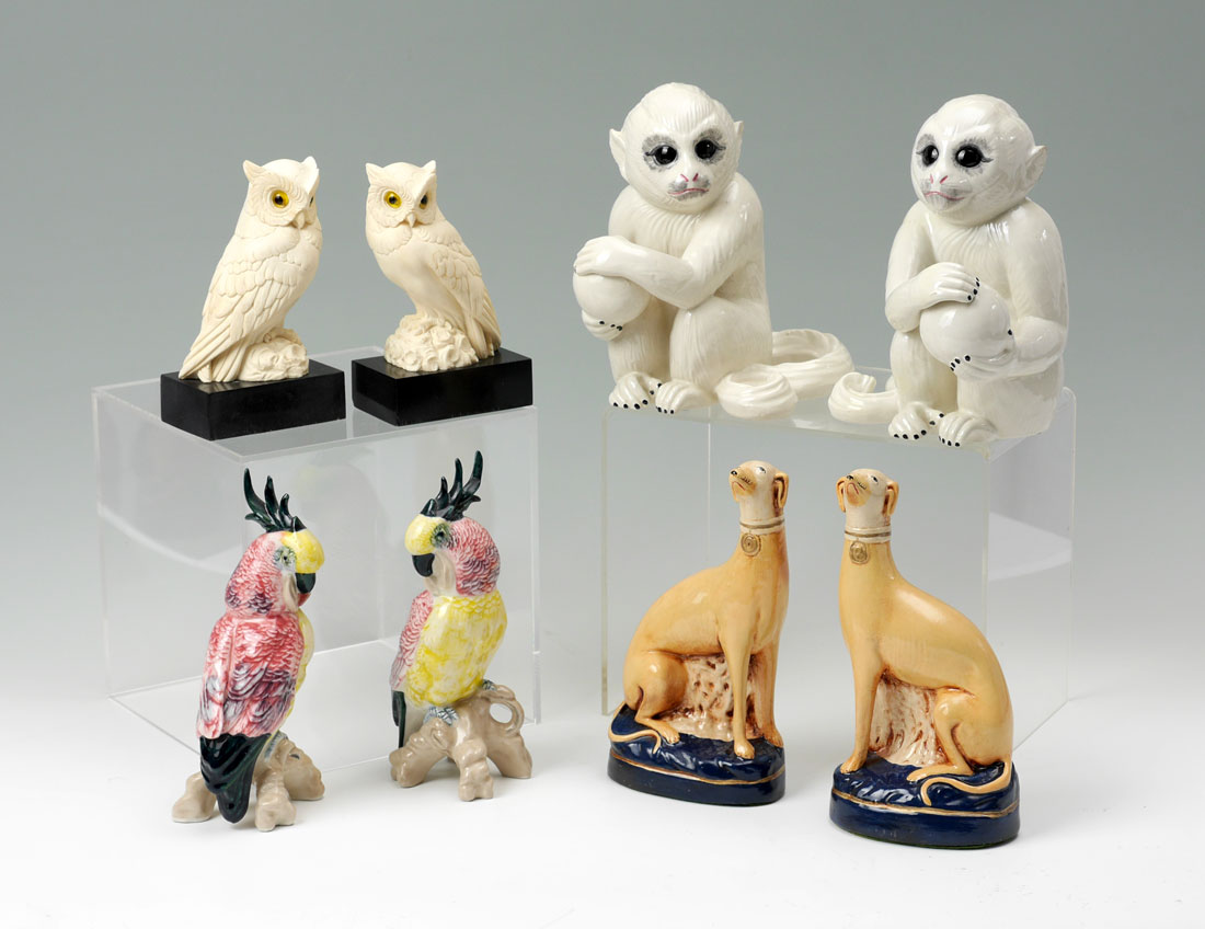 Appraisal: PAIRS OF ITALIAN PORCELAIN ANIMAL FIGURINES pieces total in pairs