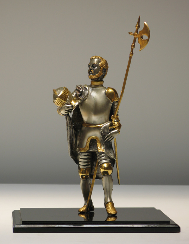 Appraisal: GIPPE VASANI SILVER AND GILT BRONZE Italian th century Knight