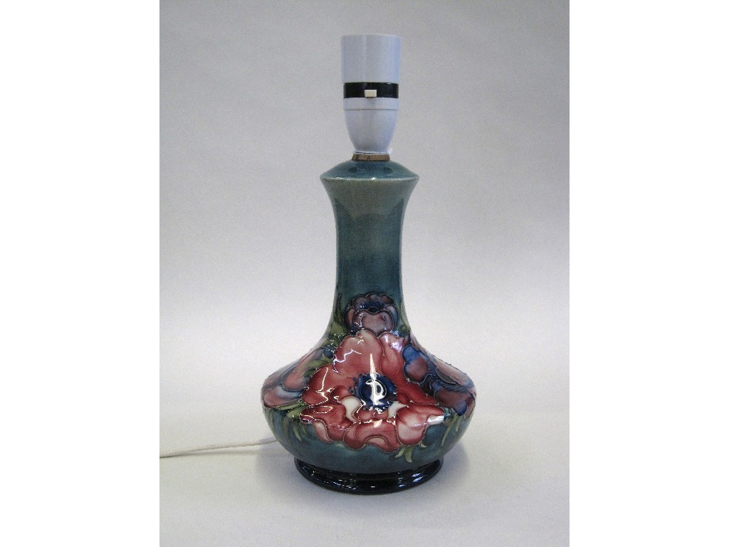 Appraisal: Moorcroft anemone pattern lampbase with partial paper label to base