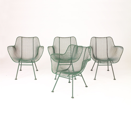 Appraisal: Four Woodard wire mesh armchairs all enameled green x dia