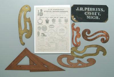 Appraisal: John R Perkins stenciling tools one original printed advertisement x