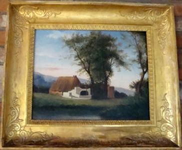 Appraisal: th Century Italian landscape with house in original gilt frame