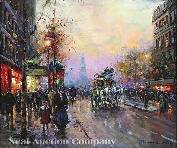 Appraisal: Edouard Cortes French - Place de la Republique oil on