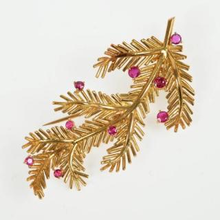 Appraisal: Tiffany Co K gold and ruby brooch th c marked