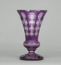 Appraisal: Amethyst Cut Back Bohemian Glass Vase Clear glass with amethyst