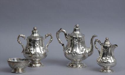 Appraisal: BALL BLACK CO SILVER THREE-PIECE TEA SET AND FOOTED BOWL