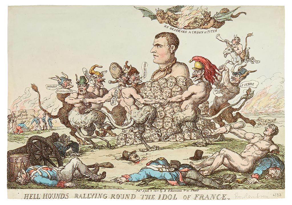 Appraisal: ROWLANDSON THOMAS Hell Hounds Rallying Round the Idol of France