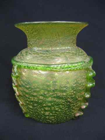 Appraisal: Loetz Art Glass Vase applied rope ribbon on textured green