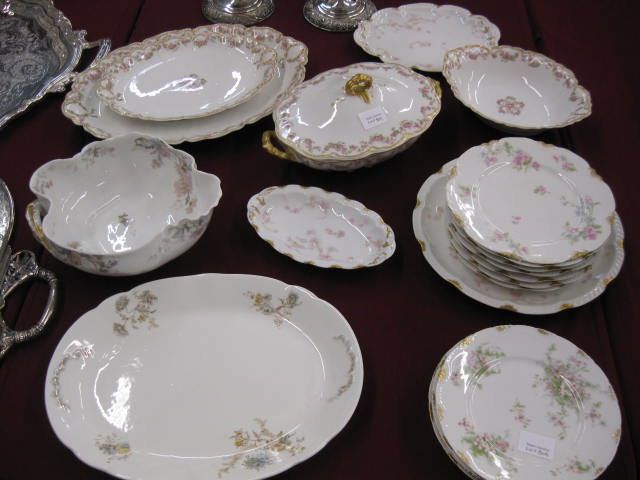 Appraisal: pcs Limoges China mixed floral patterns includes nice servers