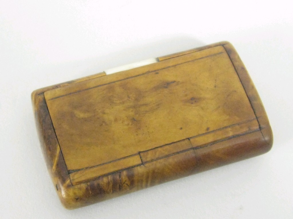 Appraisal: A turned wood Snuff Box with inset hinge and tortoiseshell