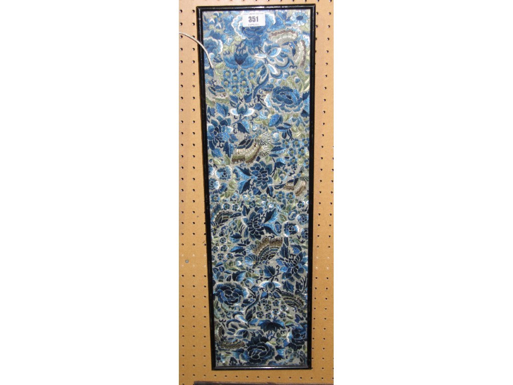 Appraisal: Framed oriental embroidered panel