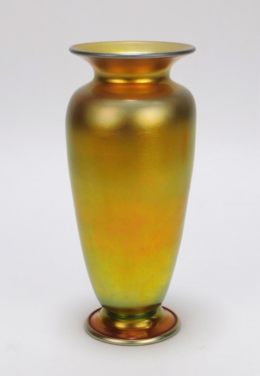 Appraisal: STEUBEN GOLD AURENE GLASS BALUSTER VASE New York th CenturyYellow