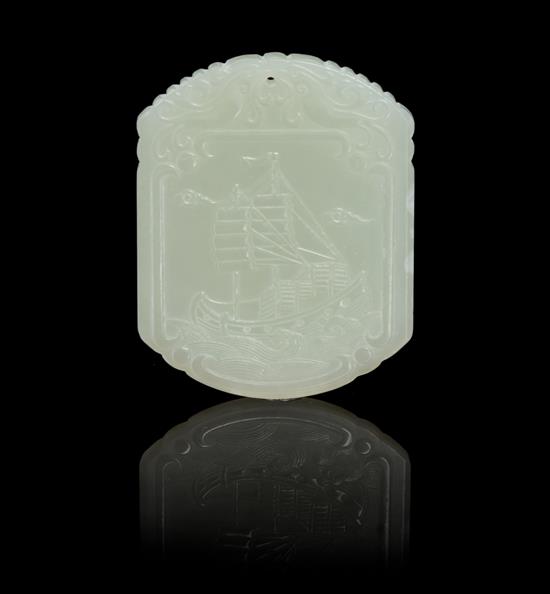 Appraisal: Sale Lot A Celadon Jade Plaque the front centered with