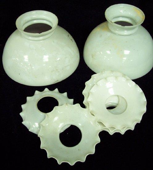 Appraisal: A quantity of white opaque glass shades and seven frilled