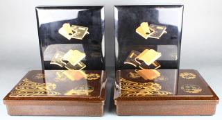 Appraisal: Japanese Lacquered Boxes lot of Japanese lacquered boxes consisting of