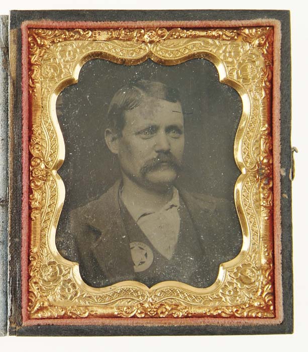 Appraisal: TINTYPE IMAGE OF A PEACE OFFICER Handsome man with a